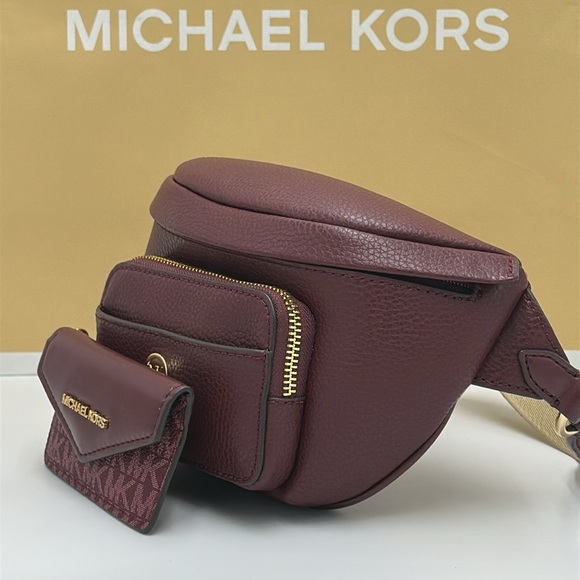 Michael Kors Maisie 2 In 1 Small Leather Waist pack Fanny pack Bag (Oxblood) MK - Picture 11 of 15